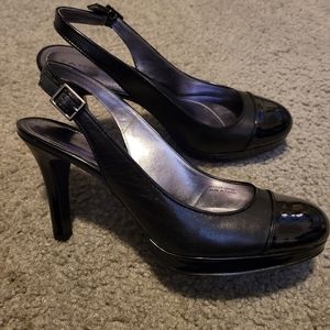 Tahari Black sling back heels